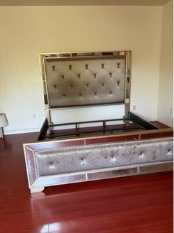 Neiman Marcus mirror tufted bed frame