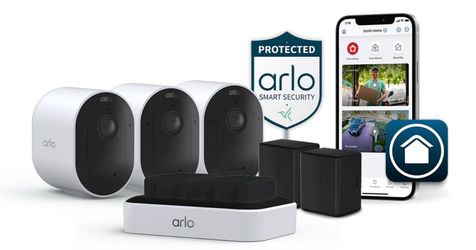 Arlo Pro 5S 2K Security System - 3 Cameras + Extra Battery & Dual Charger