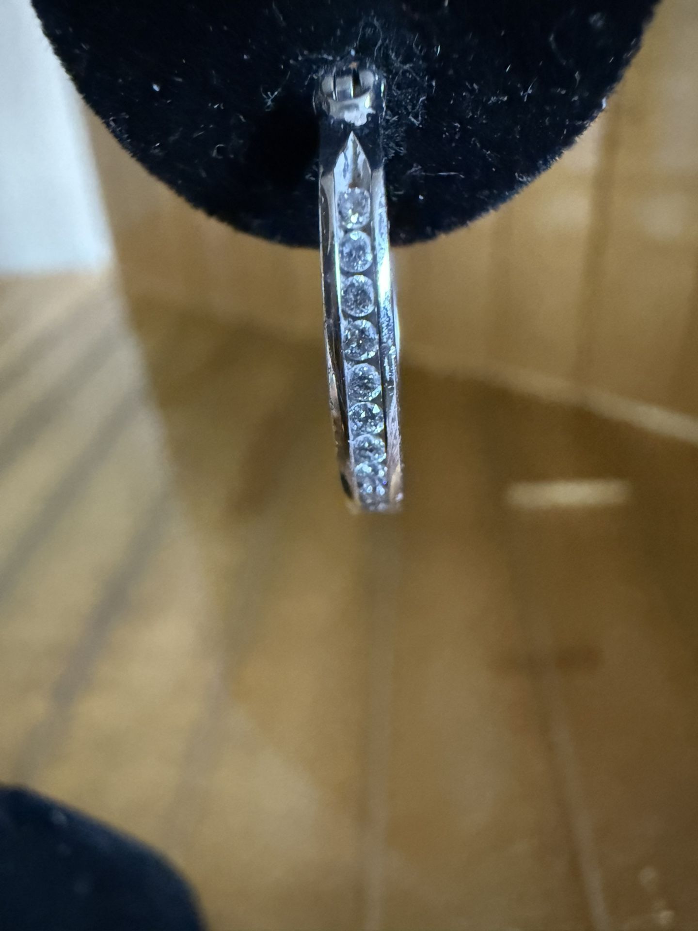 Natural 14k White Gold 10 Diamond Hoop Earring.