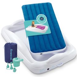 hiccapop Kids Inflatable Travel Bed with Safety Rails
