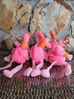 Ty Teenie Beanie Baby "Pinky" Flamingo 1996 McDonalds Happy Meal Plush Toy