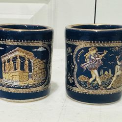 Vintage Greek Ouzo Shot Glasses Parthenon Athens Acropolis 24K Gold  lot