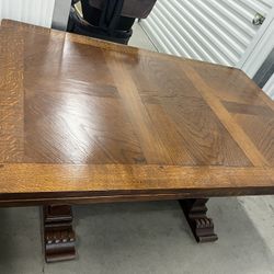 Antique Solid Wood Dining Table – Vintage Real Wood