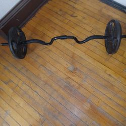 Curl Bar With 25 Lb Plates