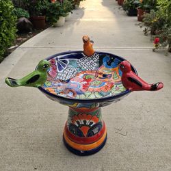 Small Blue Talavera Birdbath. Clay Pots, Planters. Pottery $65 cada una.