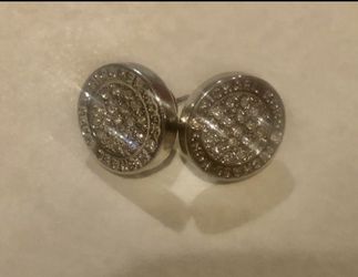 Michael KORS SILVER CRYSTAL PAVE ROUND STUD EARRINGS