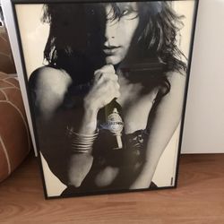 1989 Simpatico Golden Beer In The Black Bottle Sexy Model Poster Framed 23”x17”