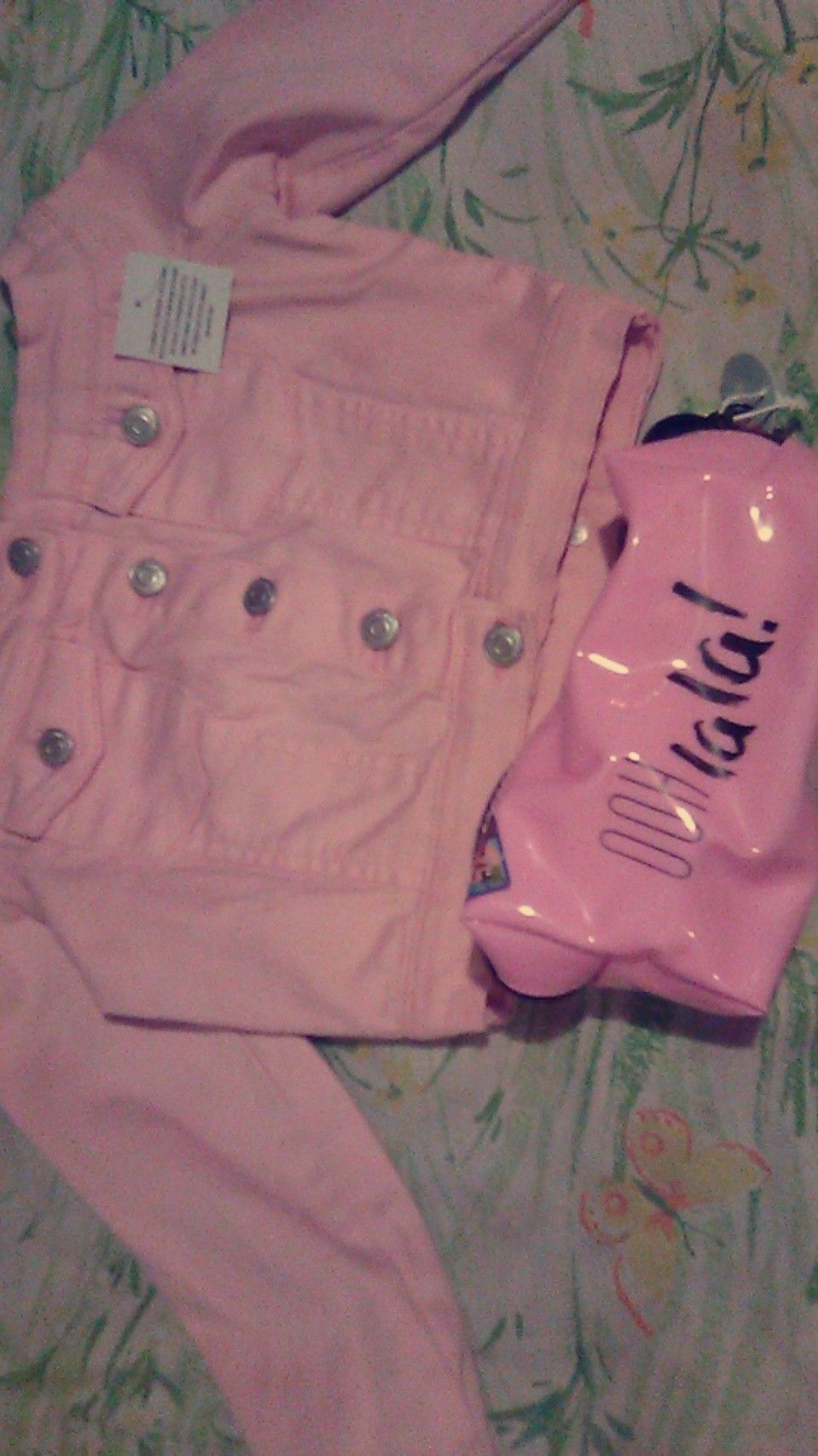 Parisian pink denim jackets and a bag