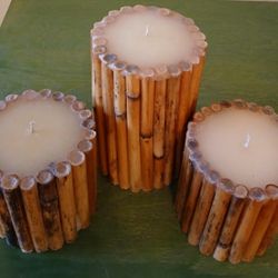 Set Of 3  Vintage Target Brand Bamboo Candles