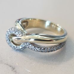 New | Breuning Luxury 14K Natural Diamond Knot Ring | Size: 7.0