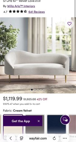 White Cream Velvet Couch Sofa