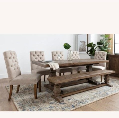 Dining Table With Bench & 4 Chairs