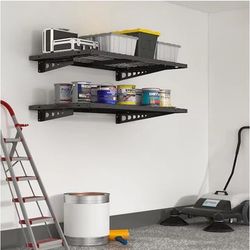 Fleximounts 24-in D x 48-in L Black Steel Rectangular Bracket shelf