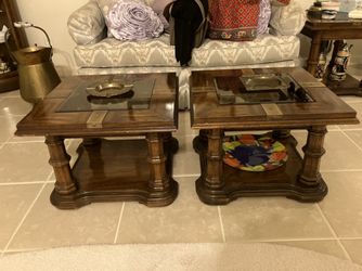 Wood/Glass Coffee & End Tables (Set of 4)