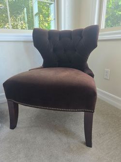 Brown Velvet Tufted Accent Chair