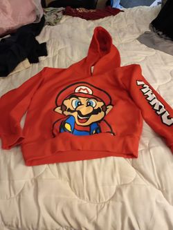 Super Mario Graphic Crop Hoodie