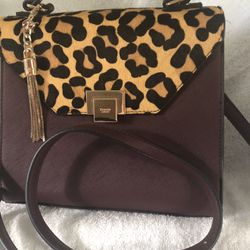 Dune London Calf Hair Leopard Print Brown Textured Handbag 