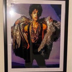 Custom art piece of prince on black frame