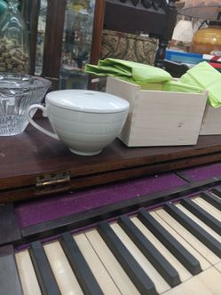 Large White Ceramic Mug with Lid