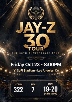 Jay-Z - 30 Tour (Aisle Seats)