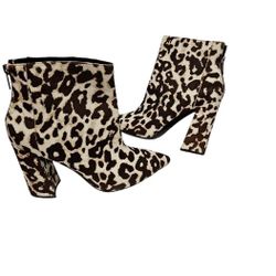 Charles David Animal Print Leather Fur  Ankle Boots Sz 9.5