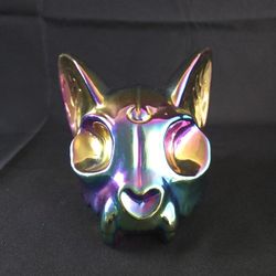 Killstar Iridescent Ceramic Cat Skull