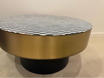 Coffee Table - Optic Geo Pattern Gold Black - Moe's Furniture