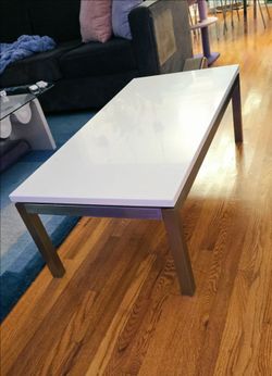 White Coffee Table with Metal Legs