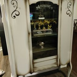 Antiqued Apothecary China Cabinet Farmhouse Vintage