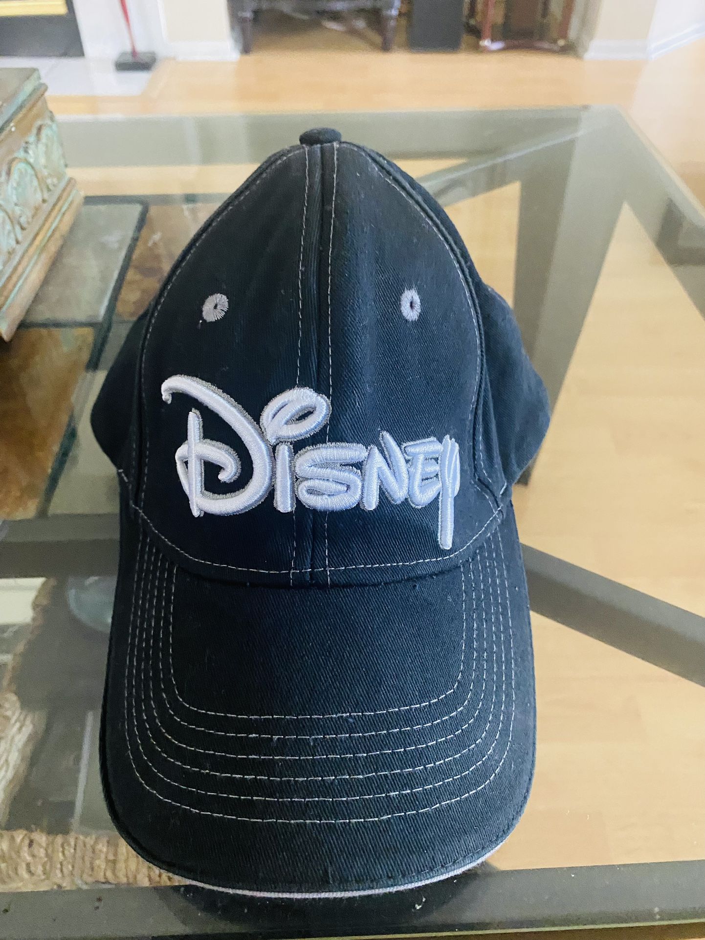 Raised Stitch Disney Black And White Ball Cap SnapBack With Velcro Strap