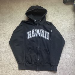 black zipup with hawaii embroidery 