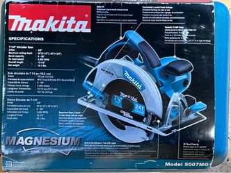 Makita 5007MG 7-1/4 in. Magnesium Circular Saw with 3 extra carbide tipped cutting blades.