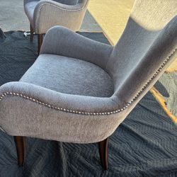 2 Grey Fabric Accent Chairs