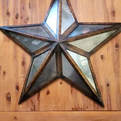 Mercury Glass Mirror Star With Antique Brass Finish 