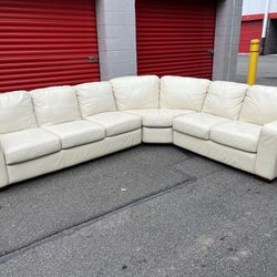 White Real Leather Sectional Couch Outstanding condition
