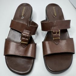 Naturalizer Brown Leather Slides Size 10M 