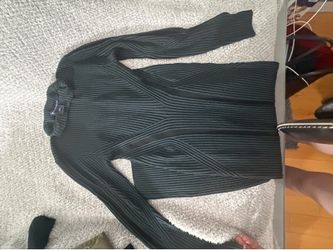French Connection Black Ribbed Knit Sweater Dress