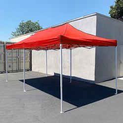 $165 (New in box) Heavy-duty 10x20 ft outdoor ez pop up canopy party tent instant shades w/ carry bag (black, red) 