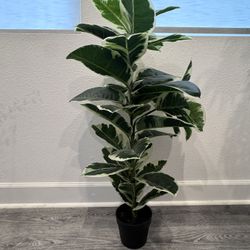 38” Artificial Variegated Fiddle Leaf  Tree – Realistic Faux Indoor Plant