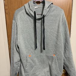 Gray Pullover Hoodie With Black Drawstrings Size Large