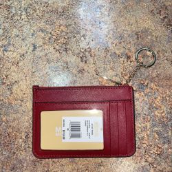 Michael Kors red coin pouch w/ ID window and key ring