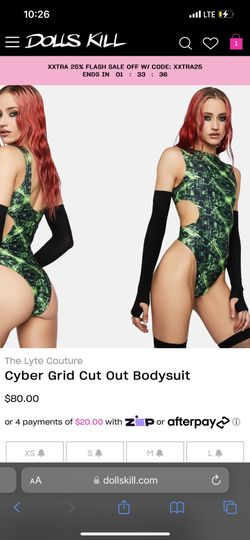 Cyber grid print Body Suit For Raves And Festivals
