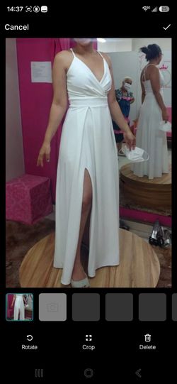 White Cowl Neck Spaghetti Strap Dress