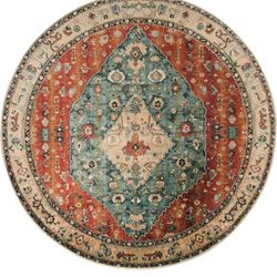 Lahome Boho Tribal Round Rug - 4Ft Soft Bedroom Round Area Rug Entryway Foyer Throw Mat Washable Non-Shedding Non-Slip Sofa Carpet for Nursery Living 