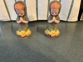 Antique/vintage Wax Candles Praying Girls