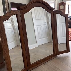 Solid Wood Large Folding Wall Mirror/ New 