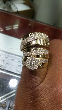 14k Gold Diamond Wedding set rings 1ct total 17.4 grams
