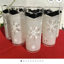 6  Vintage 1950’s MCM Frosted Snowflake 
