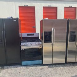 Black or stingless side by side refrigerators and Gas Range 