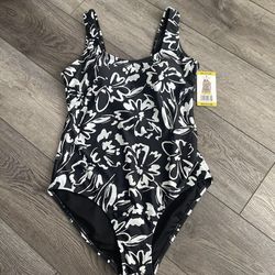 Hurley Women's One-Piece Bathing Suit Size Medium Ink Fresco UPF 50 +